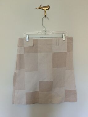 Worth Patchwork Mini Pencil Skirt Tan 10